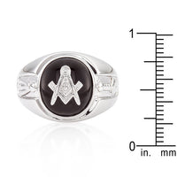 Rhodium Plated Onyx Men's Ring