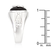 Rhodium Plated Onyx Men's Ring