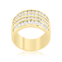 4-Row Gold Cubic Zirconia Cocktail Ring
