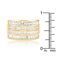 Four-Row Gold Cubic Zirconia Cocktail Ring