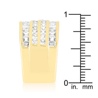 4-Row Gold Cubic Zirconia Cocktail Ring