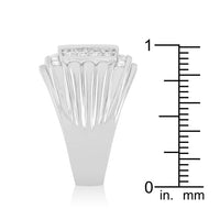 Men's Cubic Zirconia Square Ring, Rhodium Plated