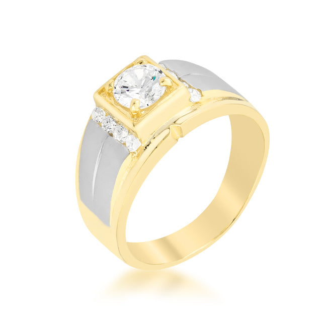 Two-Tone Cubic Zirconia Men's Ring