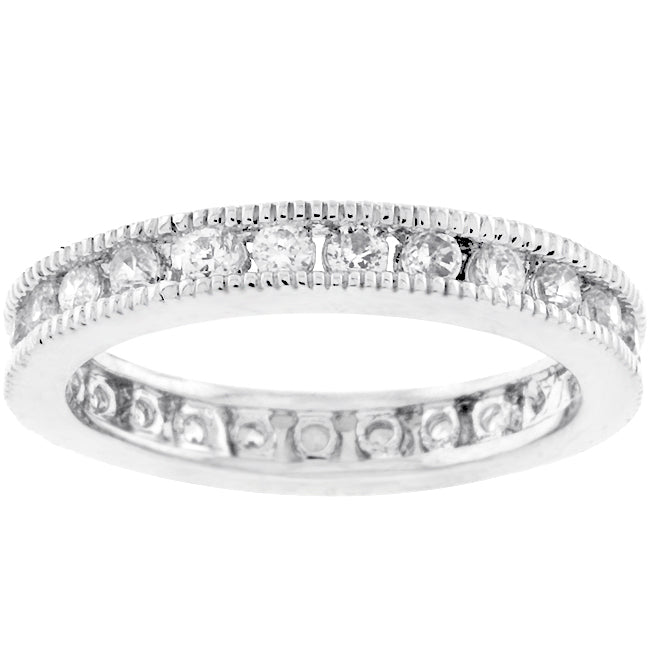 Classic Milgrain Eternity Band, Rhodium Plated