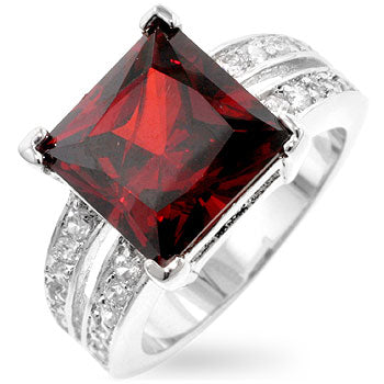 Garnet Princess CZ Ring