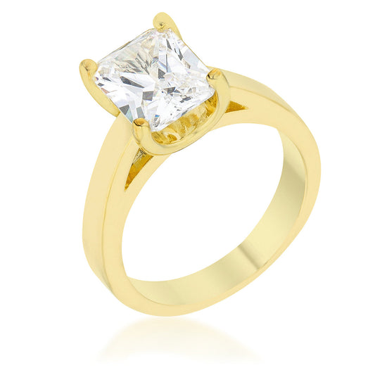 Radiant Cubic Zirconia Solitaire Ring