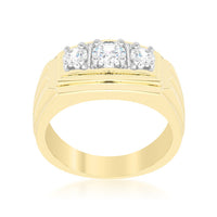 Golden Triplet Cubic Zirconia Ring