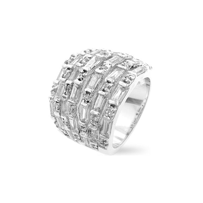 Multi-Row Cubic Zirconia Ring