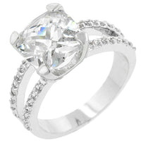Double Band Cushion-Cut Cubic Zirconia Engagement Ring