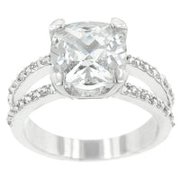 Double Band Cushion-Cut Cubic Zirconia Engagement Ring