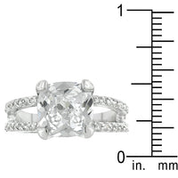 Double Band Cushion-Cut Cubic Zirconia Engagement Ring