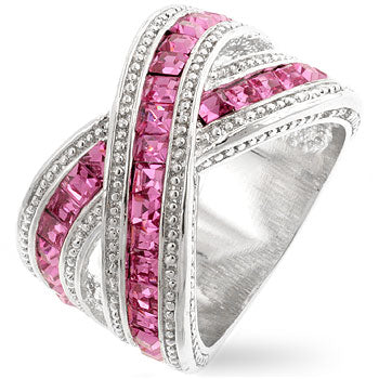 Twisting Pink Cubic Zirconia Band