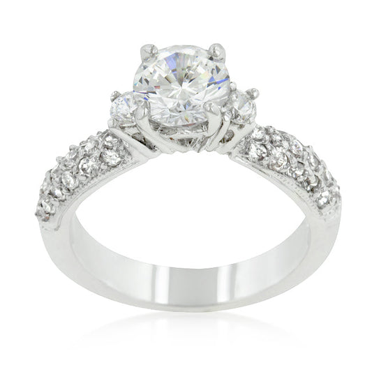 Classic Pave Clear Zircon Bridal Ring