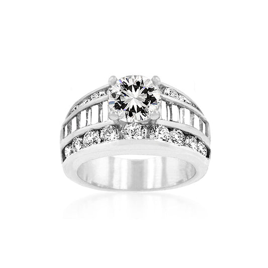 Round Cut Cubic Zirconia Engagement Ring