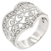 Filigree Hearts Ring with Cubic Zirconia