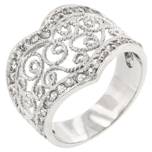 Filigree Heart Cubic Zirconia Ring