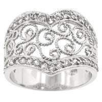 Filigree Heart Cubic Zirconia Ring