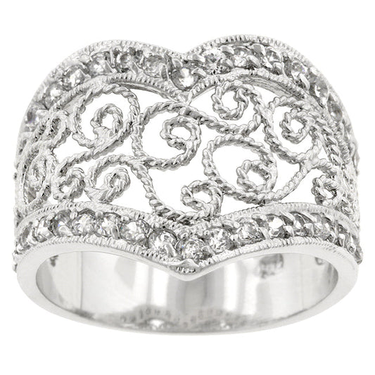 Filigree Heart Cubic Zirconia Ring