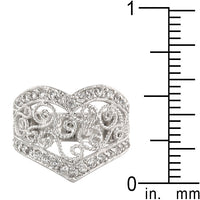 Filigree Hearts Ring with Cubic Zirconia