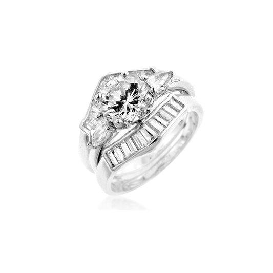 Two-Piece Cubic Zirconia Engagement Ring Set