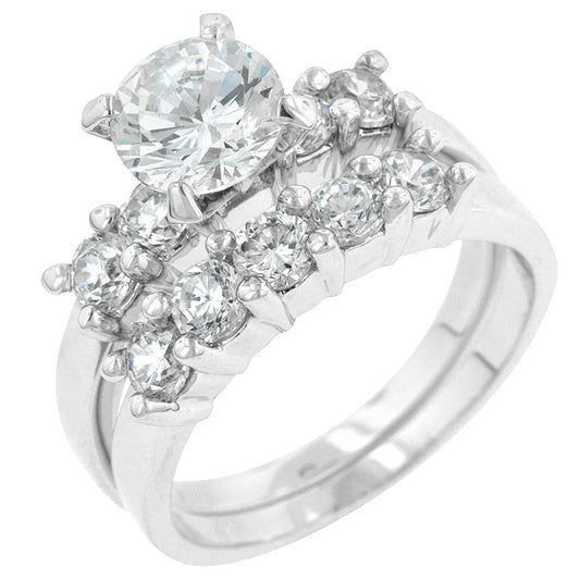 Classic Rhodium Wedding Set