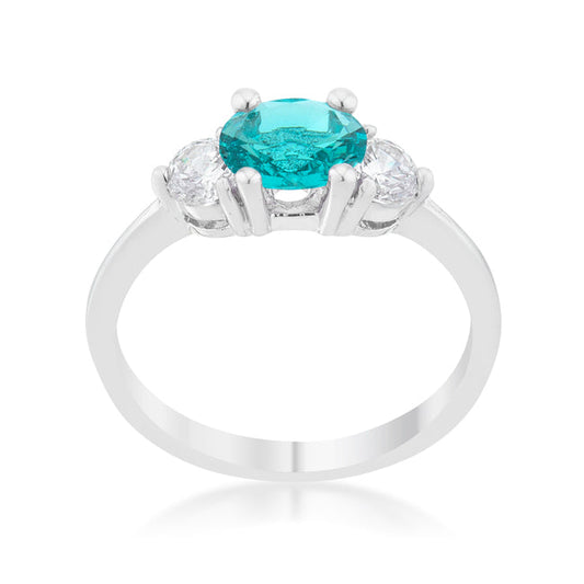 Mariah 1.2ct Aqua CZ Rhodium Ring