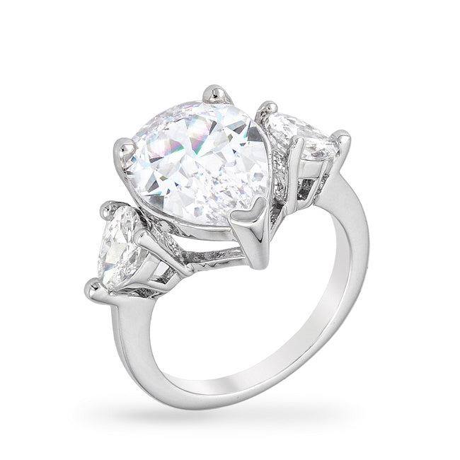 Pear Triplet Cubic Zirconia Ring
