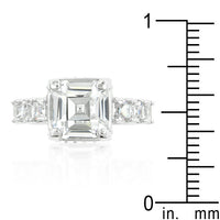Asscher Cut Engagement Ring in Rhodium Finish