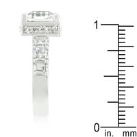 Asscher Cut Engagement Ring in Rhodium Finish