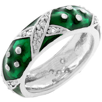 Marbled Forest Green Enamel Eternity Ring