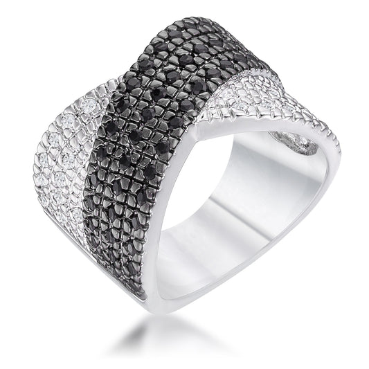 Two-Tone Cross Pattern Cocktail Ring