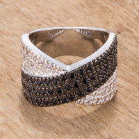 Two-Tone Cross Pattern Cocktail Ring