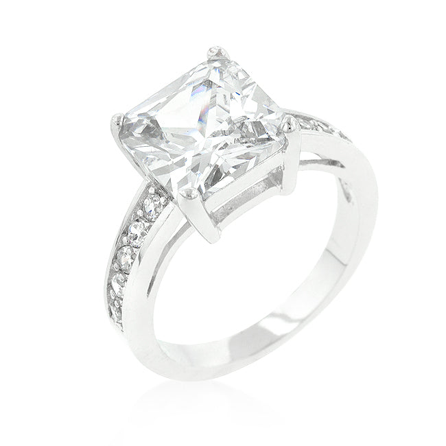 Princess Cut Raised Pave Engagement Ring