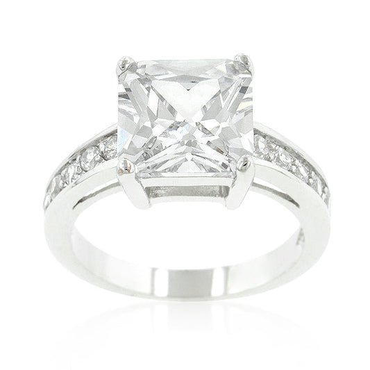 Princess Cut Raised Pave Engagement Ring