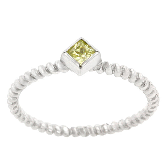 Petite Twisted Peridot Solitaire Ring
