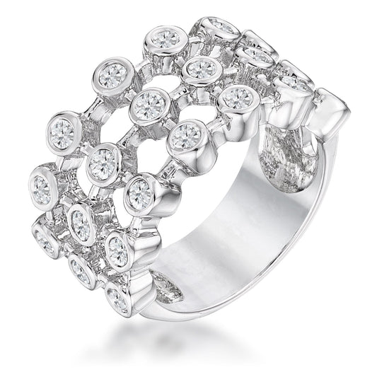 Tiered Contemporary Ring with Clear Cubic Zirconia
