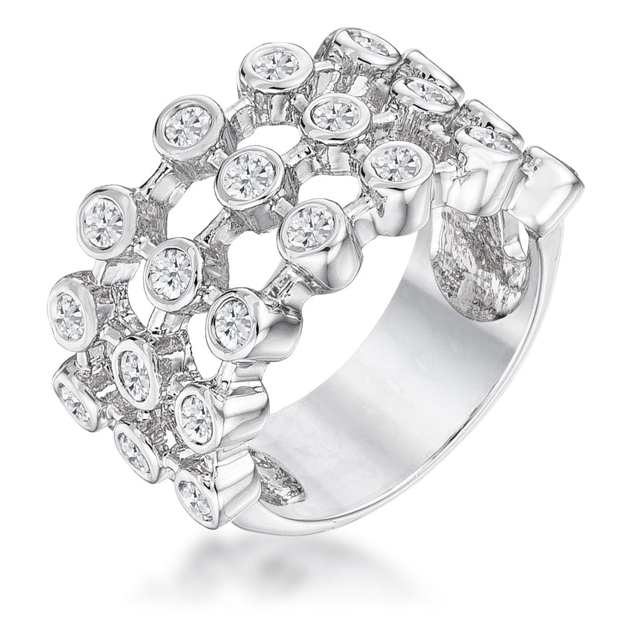 Tiered Contemporary Ring with Clear Cubic Zirconia