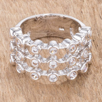 Tiered Contemporary Ring with Clear Cubic Zirconia