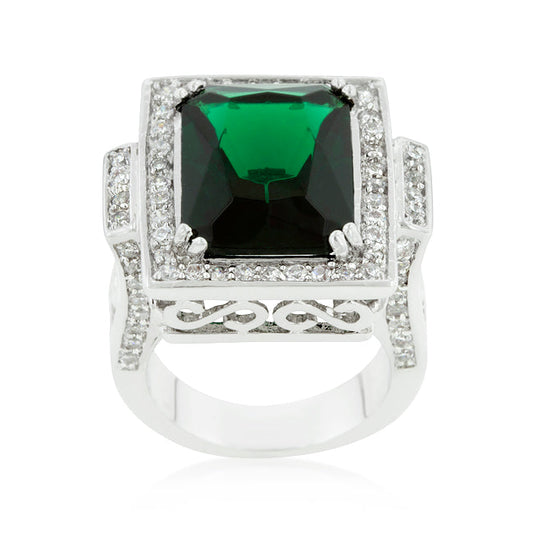 Emerald Green Cushion Cocktail Ring