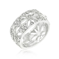Crystal Floral Filigree Eternity Band
