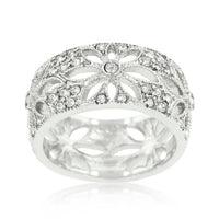 Floral Crystal Filigree Eternity Band