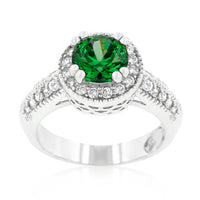 Emerald Halo Cubic Zirconia Engagement Ring
