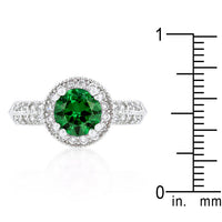 Emerald Halo Cubic Zirconia Engagement Ring