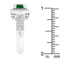 Emerald Halo Cubic Zirconia Engagement Ring