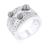 Gray Simulated Pearl Cocktail Ring