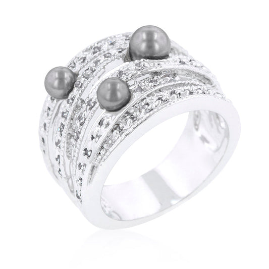 Gray Simulated Pearl Cocktail Ring