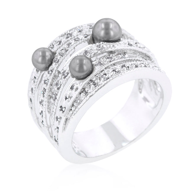 Gray Simulated Pearl Cocktail Ring