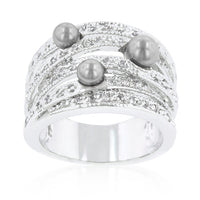 Gray Simulated Pearl Cocktail Ring
