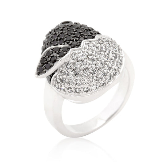 Black and White Baby Chick Cubic Zirconia Ring