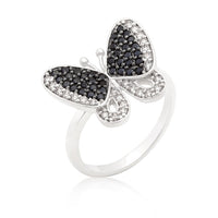 Two-Tone Butterfly Ring with Black and White Cubic Zirconia